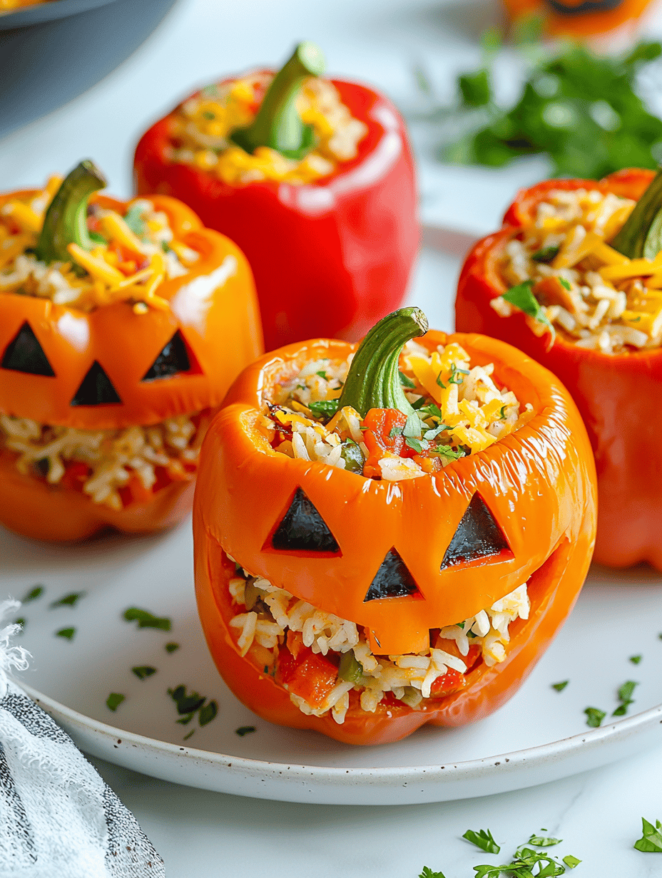 Spooktacular Jack-o’-Lantern Stuffed Peppers with a Twist